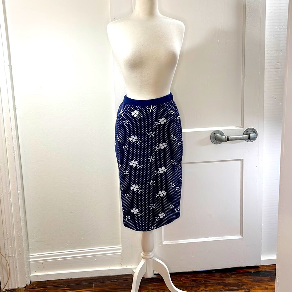 Vintage Pierre Cardin floral print knit pencil skirt